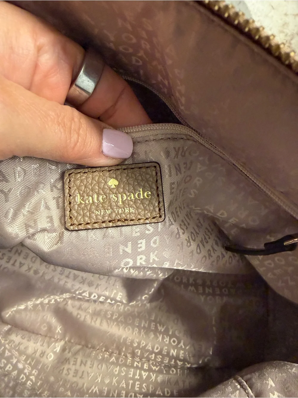 kate spade McCall Street Carli taupe pebbled leather dome tassel satchel